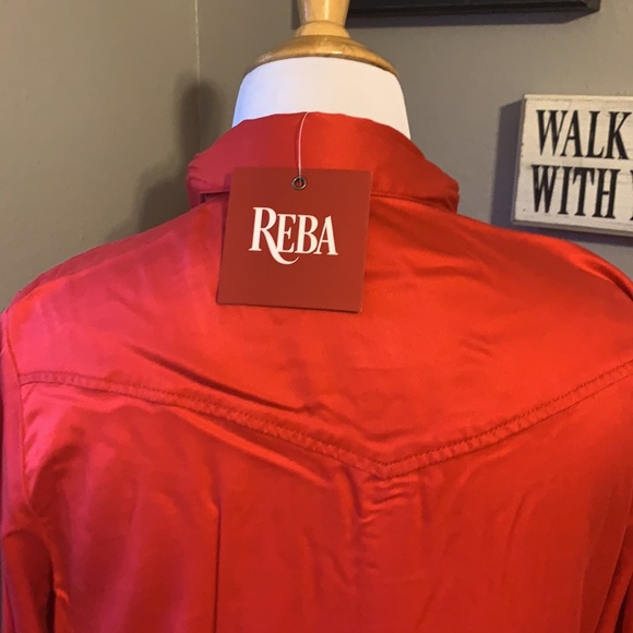 REBA Rodeo Red Layered Button Down Top - Picture 7 of 16
